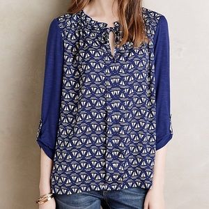 Anthropologie Navy Blue Evella Sailboat Blouse